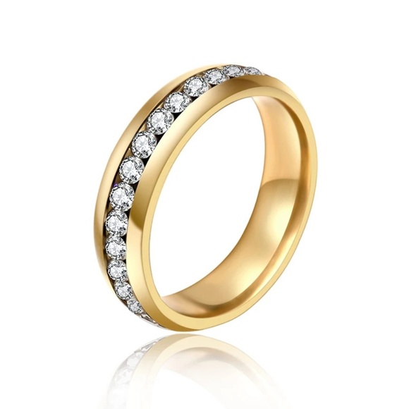 💝HOST PIC💝 5🌟 Gold band Ring Wedding Anniversary NWT With Ring Box - Picture 5 of 7